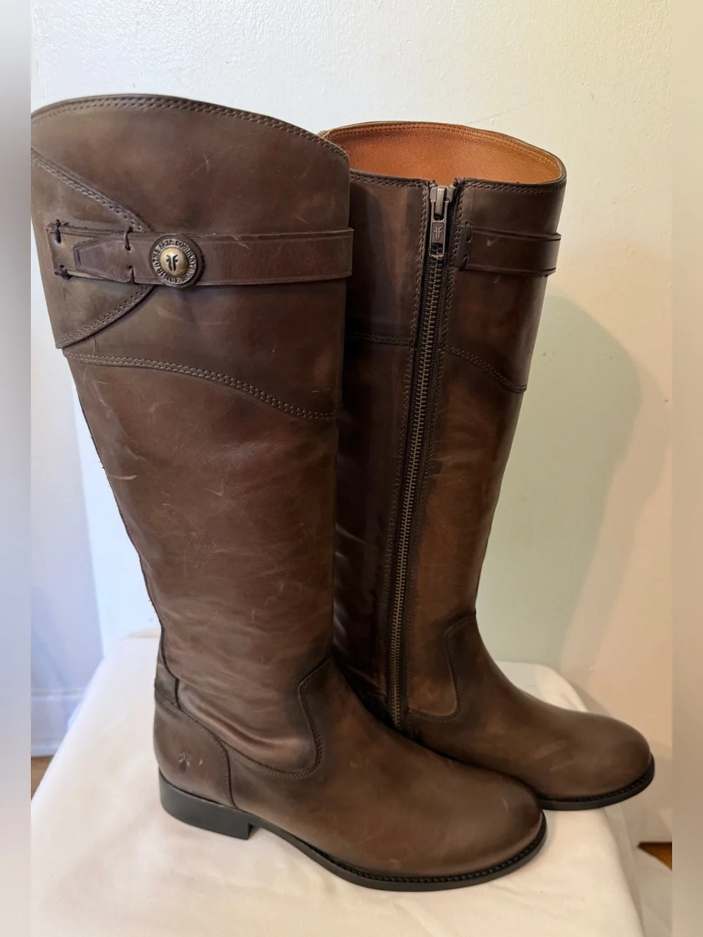 Frye Molly Button Riding BootDark Brown Leather